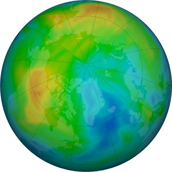 Arctic ozone map for 2022-11-29